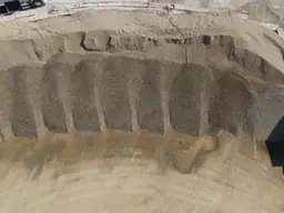 Walkthrough image of a quarry stockpile