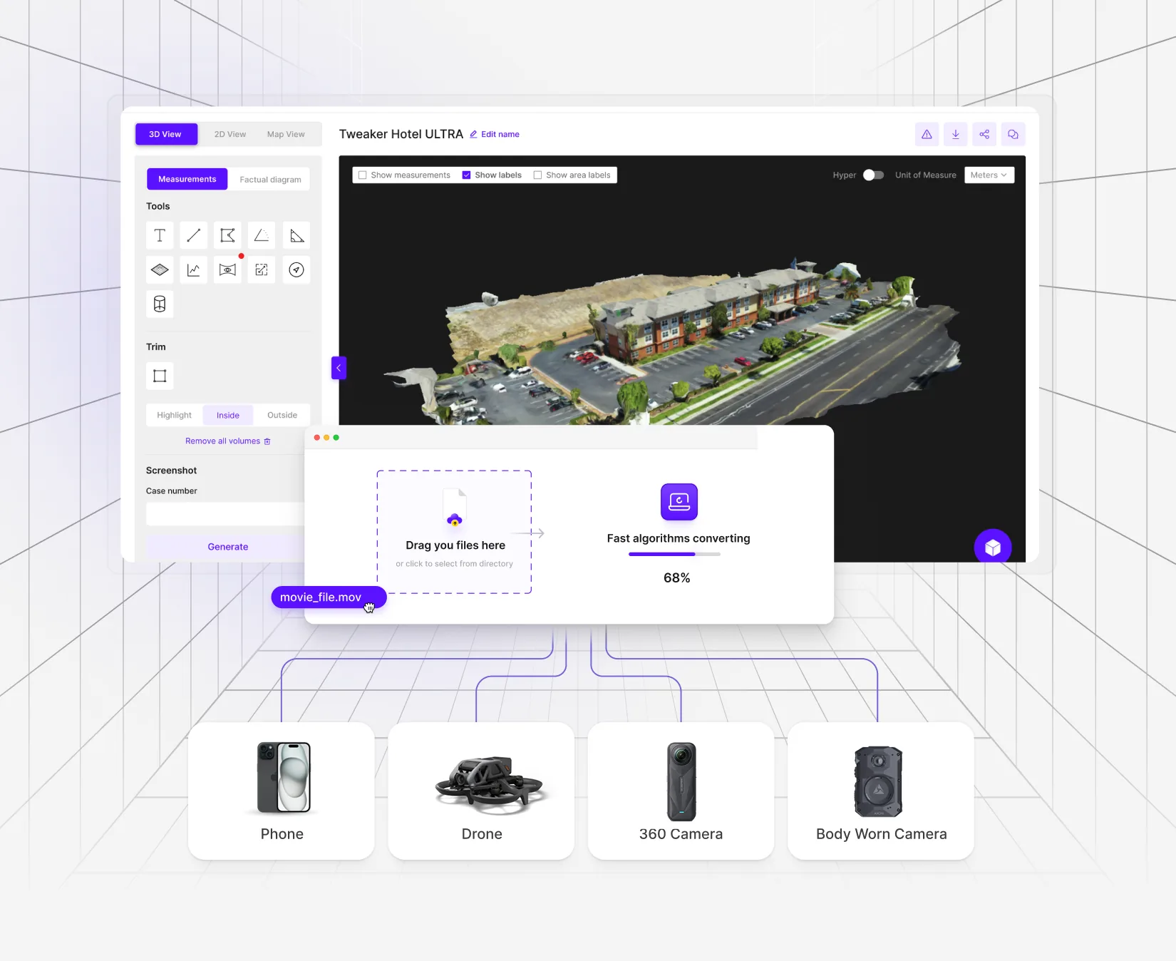 SkyeBrowse universal upload from phone, drone, 360 camera, or body-worn camera
