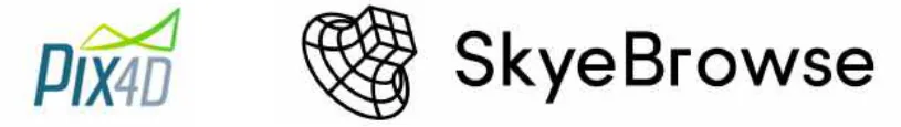 Logos of the brands that were the subject of the study: Pix4D and SkyeBrowse