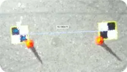 Pix4D Mapper point cloud measuring the GCP2 to GCP3 line (Location 2)