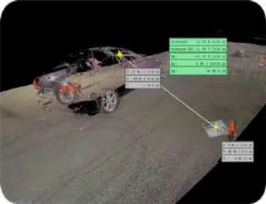 Leica BLK360 laser scan point cloud in Cyclone Register 360 measuring the car door to GCP4 line (Location 5), view 1