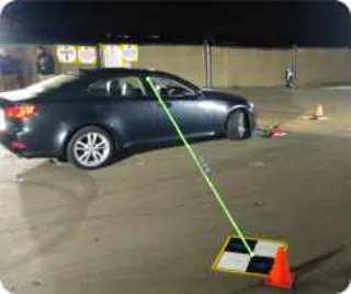 Leica BLK3D in-picture measurement photo measuring the car door to GCP4 line (Location 5)