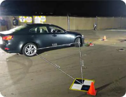Leica BLK3D in-picture measurement photo measuring the wheel to wheel to GCP4 triangle (Locations 7-9)